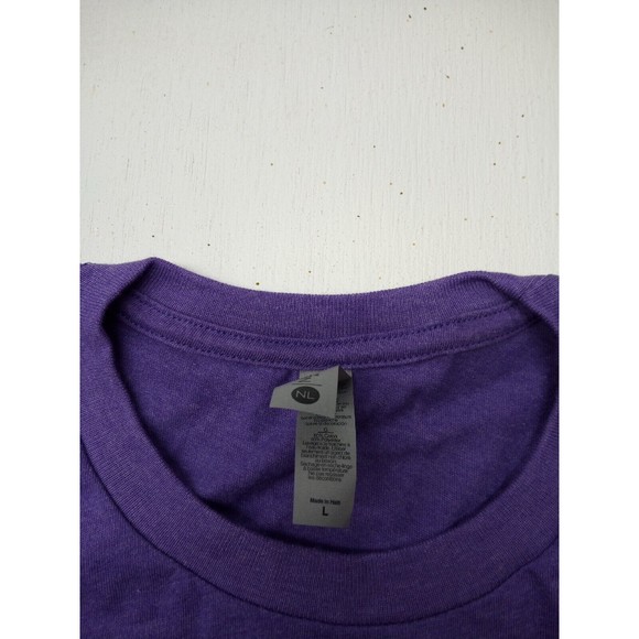 Next Level Apparel Large Purple Graphic Crew-Neck T-Shirt Faith Love and a littl - Picture 4 of 5